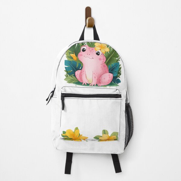 Item preview, adorable Pink frog sitting among a vibrant flowers designed and sold by 90's Misaki.