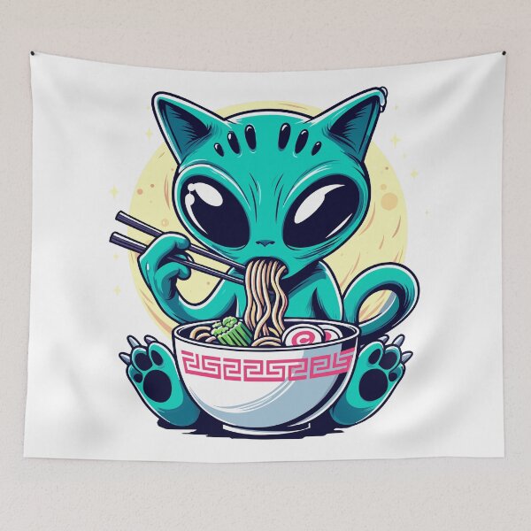Item preview, Alien Cat Eat Ramen designed and sold by Designowner.