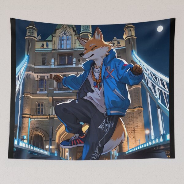 Item preview, Happy rapper fox at the Tower of London designed and sold by Artbellachi.