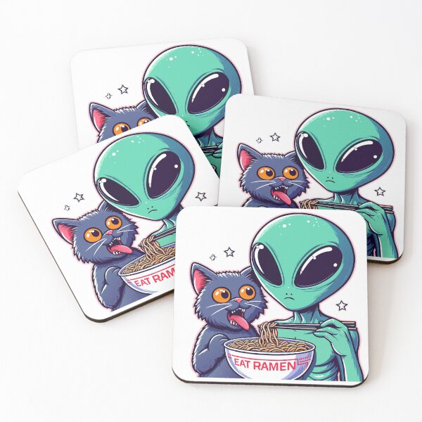 Item preview, Alien and Cat Eat Ramen designed and sold by Designowner.