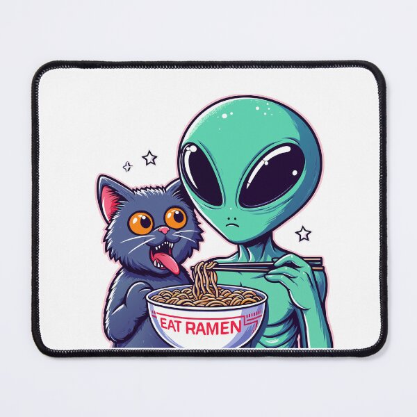 Item preview, Alien and Cat Eat Ramen designed and sold by Designowner.