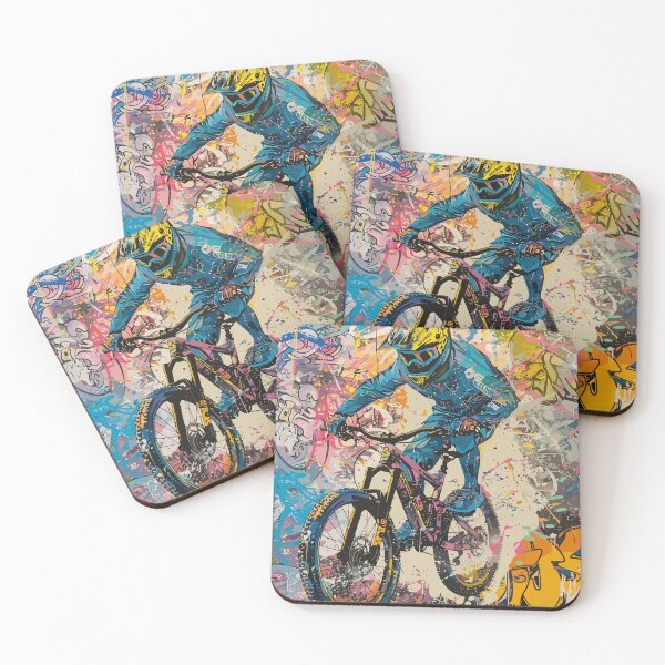 Item preview, Tagged Trails: A mountain biker in graffiti design designed and sold by UnrealMTB.