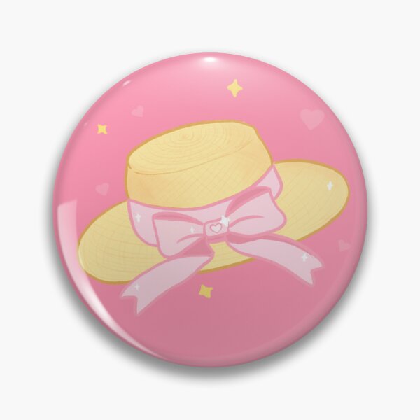 Item preview, cute kawaii pink bow straw hat sticker designed and sold by Narukuku.