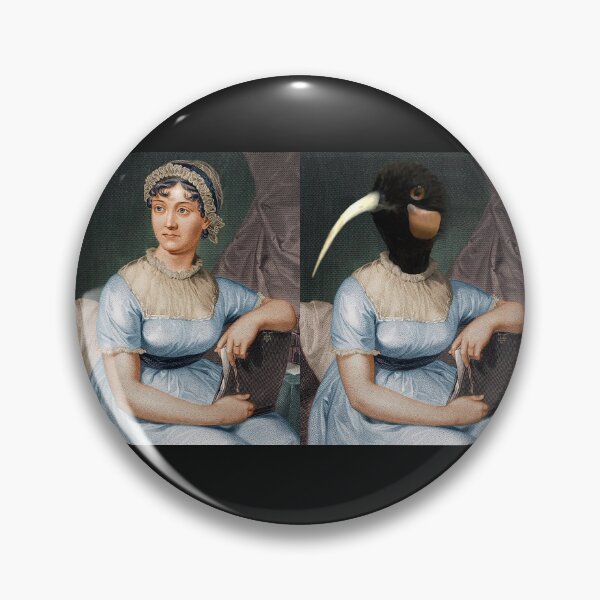 Item preview, Jane Austen original alongside birdhead designed and sold by AmateurAusten.