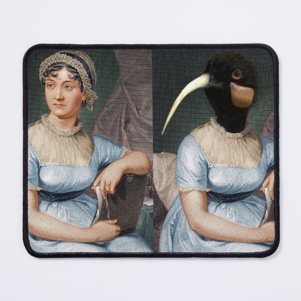 Item preview, Jane Austen original alongside birdhead designed and sold by AmateurAusten.