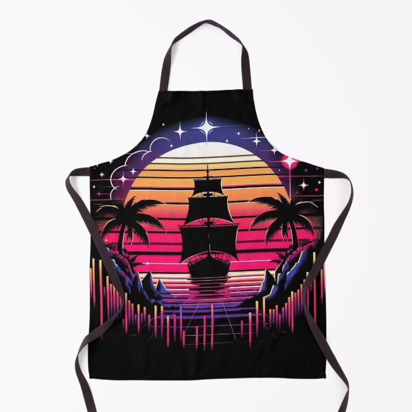 Item preview, Synthwave Pirate Ship Retrowave Sunset Colorful Graphic designed and sold by SpookshowDesign.