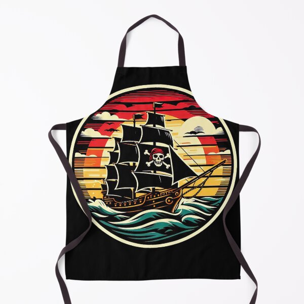 Item preview, Retro Pirate Ship Colorful Sunset Jolly Roger Graphic designed and sold by SpookshowDesign.