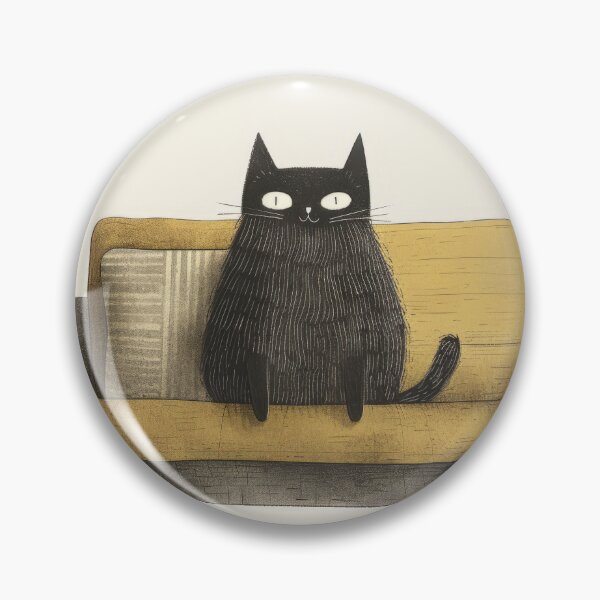 Item preview, Feline Elegance: Charming Black Cat on Mustard Sofa designed and sold by Retrocranio.