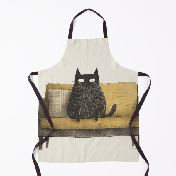 Item preview, Feline Elegance: Charming Black Cat on Mustard Sofa designed and sold by Retrocranio.