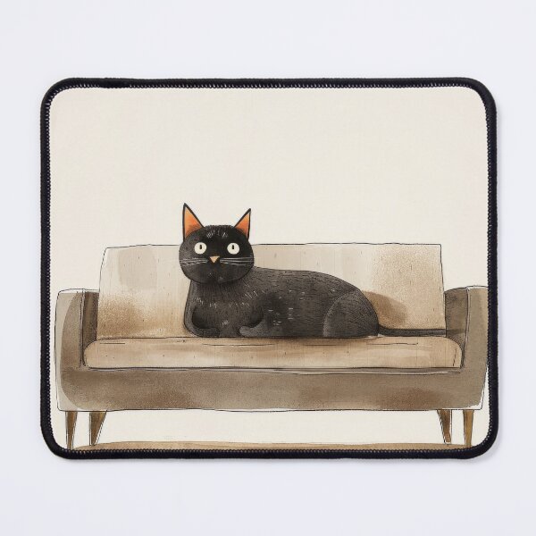 Item preview, Lounge Life: Contented Black Cat on a Beige Couch designed and sold by Retrocranio.