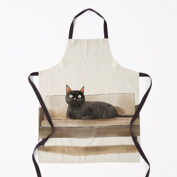 Item preview, Lounge Life: Contented Black Cat on a Beige Couch designed and sold by Retrocranio.