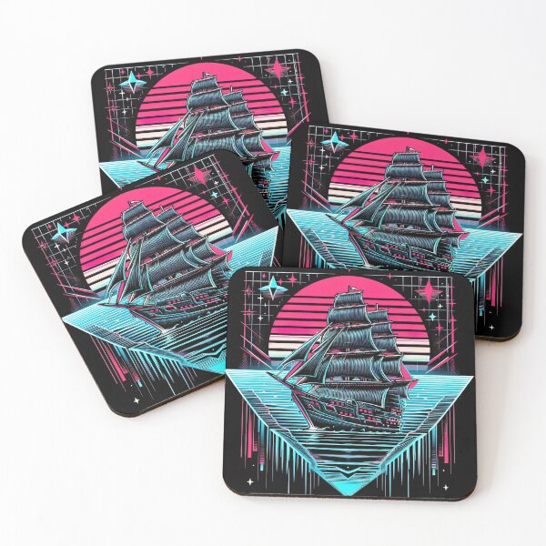 Item preview, Synthwave Pirate Ship Retrowave Sunset Colorful Graphic designed and sold by SpookshowDesign.