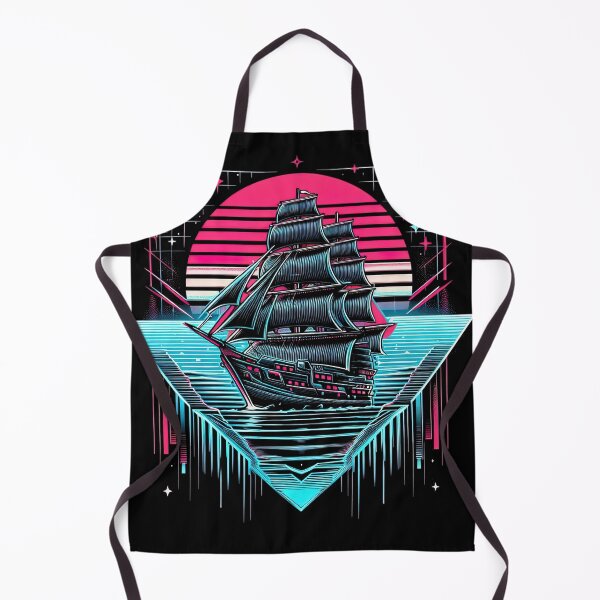 Item preview, Synthwave Pirate Ship Retrowave Sunset Colorful Graphic designed and sold by SpookshowDesign.