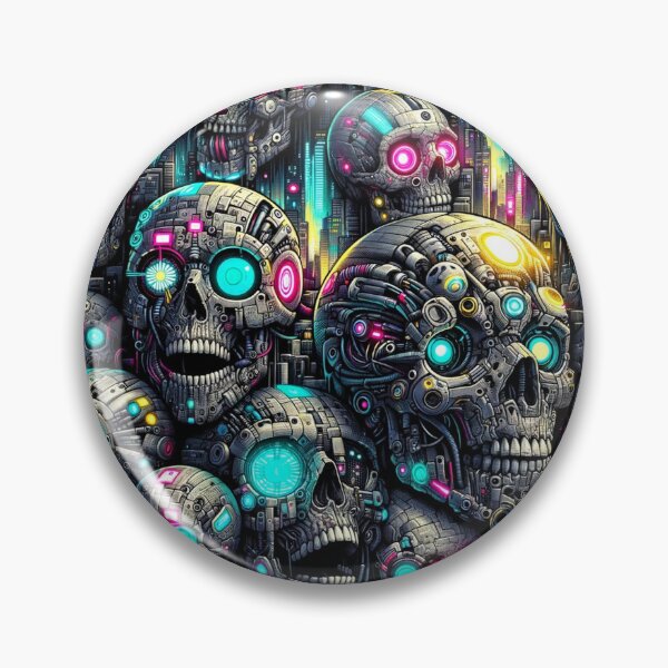 Item preview, Cyberpunk Skulls Pattern Print designed and sold by PinUpPizzazz.