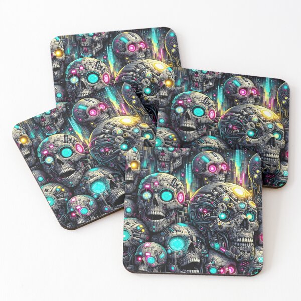 Item preview, Cyberpunk Skulls Pattern Print designed and sold by PinUpPizzazz.