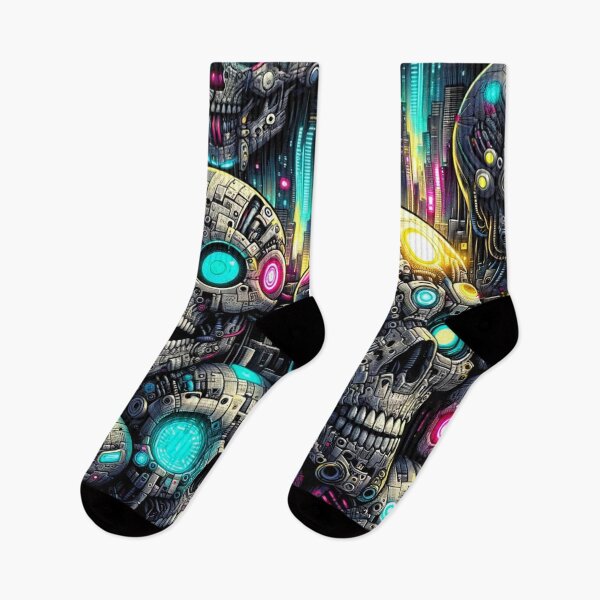Item preview, Cyberpunk Skulls Pattern Print designed and sold by PinUpPizzazz.