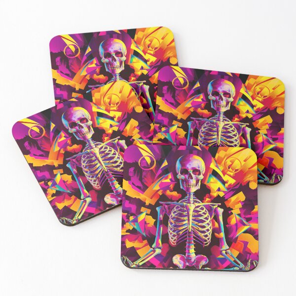 Item preview, colorful surreal meditating skeleton designed and sold by ururuty.