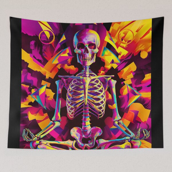 Item preview, colorful surreal meditating skeleton designed and sold by ururuty.