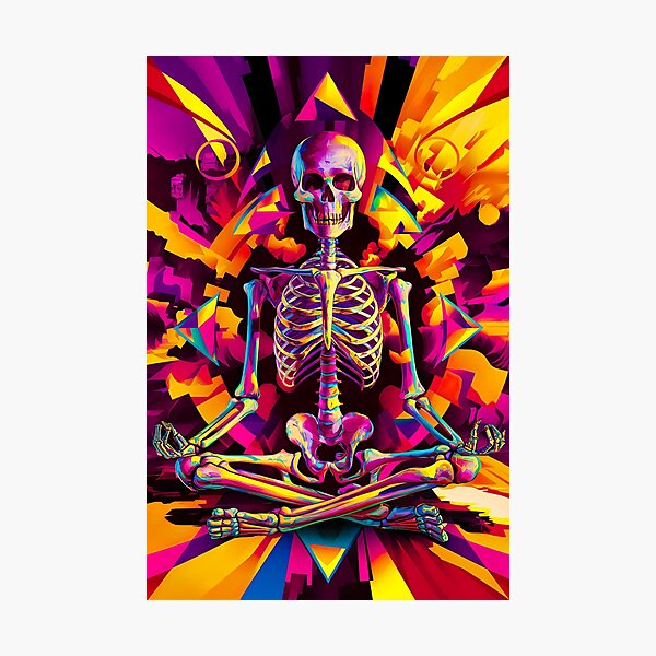 Item preview, colorful surreal meditating skeleton designed and sold by ururuty.