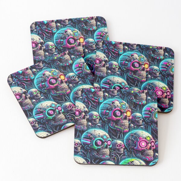Item preview, Cyberpunk Skulls Pattern Print designed and sold by PinUpPizzazz.