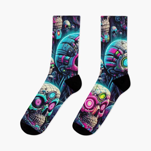 Item preview, Cyberpunk Skulls Pattern Print designed and sold by PinUpPizzazz.