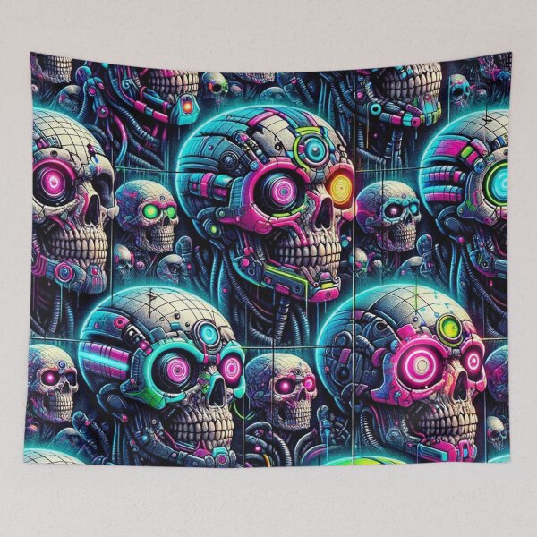 Item preview, Cyberpunk Skulls Pattern Print designed and sold by PinUpPizzazz.