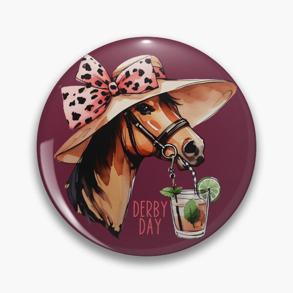 Item preview, Derby Day Watercolor Horse Wearing Big Floppy Hat  designed and sold by HowToCanadian.