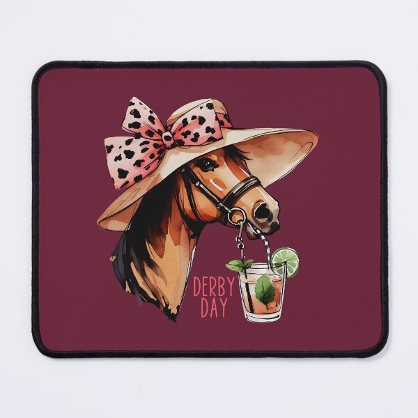 Item preview, Derby Day Watercolor Horse Wearing Big Floppy Hat  designed and sold by HowToCanadian.