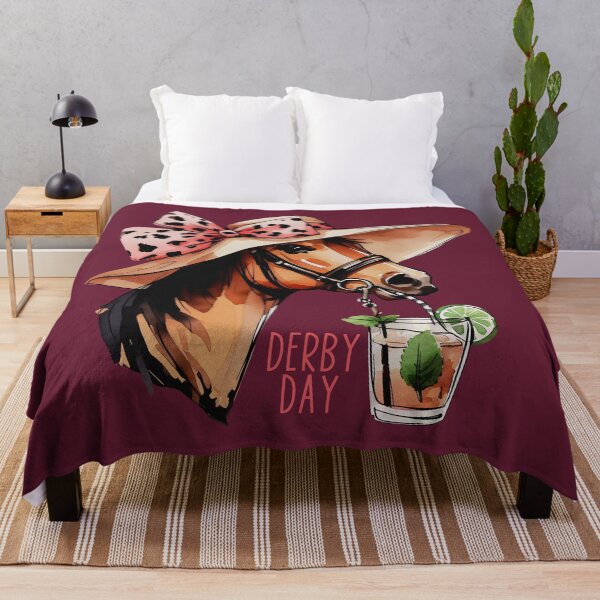 Item preview, Derby Day Watercolor Horse Wearing Big Floppy Hat designed and sold by HowToCanadian.