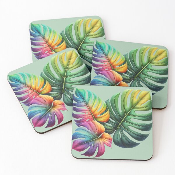 Item preview, Multicolored Graceful Monstera Leaves - Tropical Botanical Art Print designed and sold by lloreleya.