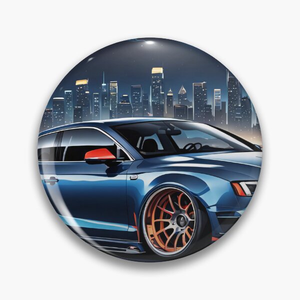 Item preview, Blue Audi S5 on the highway with city silhouette in the background designed and sold by Salimgor Hangaround Music.