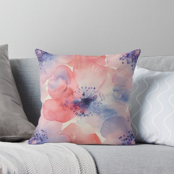 Aperçu de l'œuvre Corail céleste et fleurs d’aquarelle violettes assez délicates créée et vendue par NikkofTime.