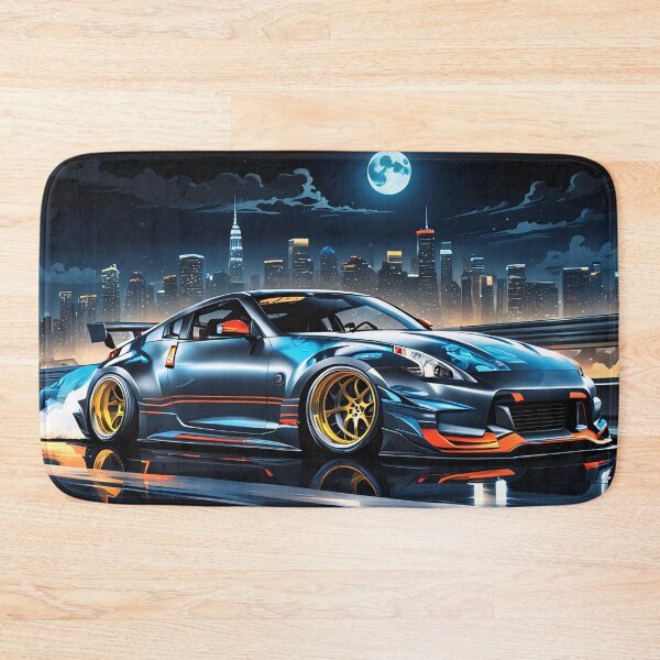 Item preview, Blue Nissan 350Z on the highway with city silhouette in the background designed and sold by Salimgor Hangaround Music.