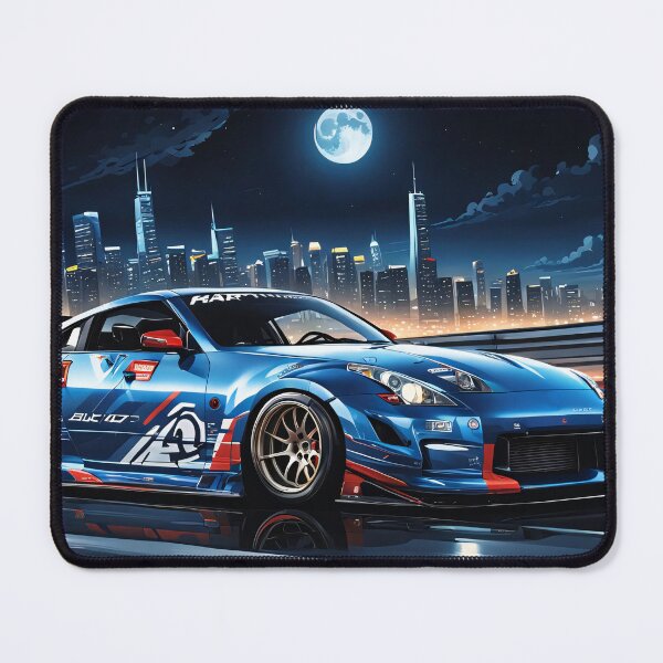 Item preview, Light blue Nissan 350Z on the highway with city silhouette in the background designed and sold by Salimgor Hangaround Music.
