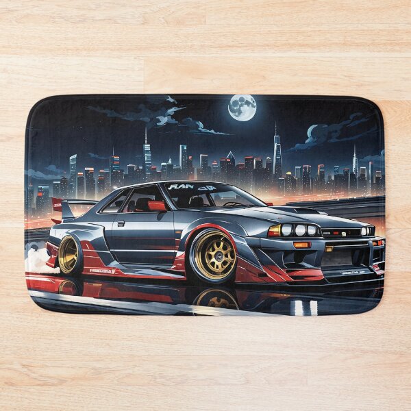Item preview, Retro classic Nissan Skyline on the highway with city sillhouette in the background designed and sold by Salimgor Hangaround Music.