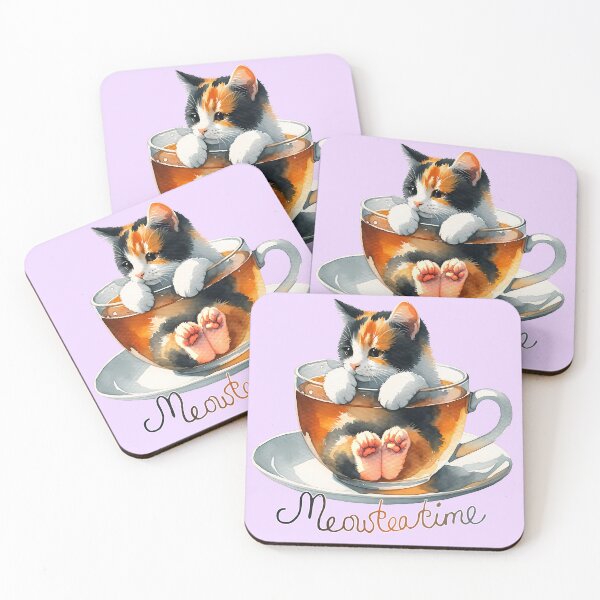 Item preview, Cute cat bath in tea cup designed and sold by digidecalden.