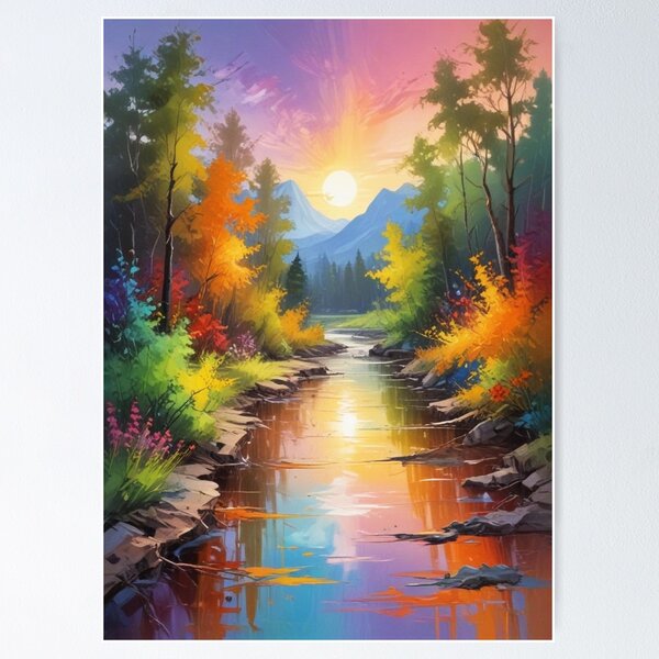 Item preview, Beautiful Abstract Scenery painting artwork print design  designed and sold by Anshu3813.