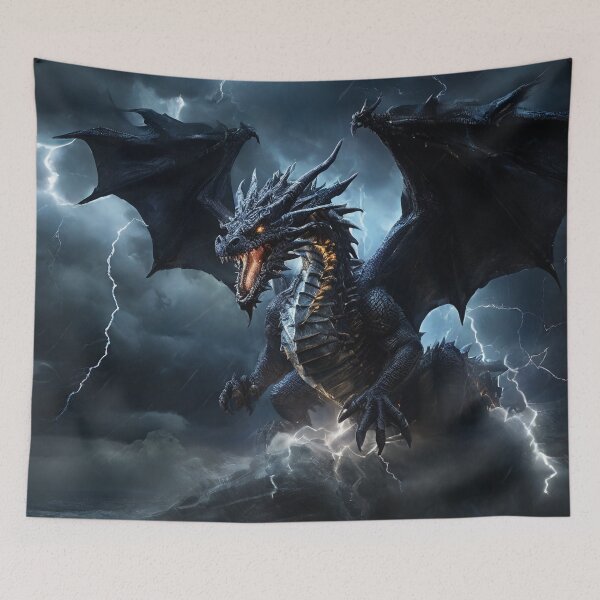 Item preview, Thunderous Majesty: Storm Dragon Soaring Through the Skies designed and sold by MysticFable.