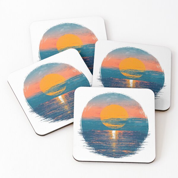 Item preview, A sunset on the ocean with the reflection of the sun on the water. designed and sold by HANGLEMAN.
