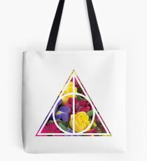 HP Hallows - outline voids (flowers bouquet) - wand, cloak, stone Tote Bag