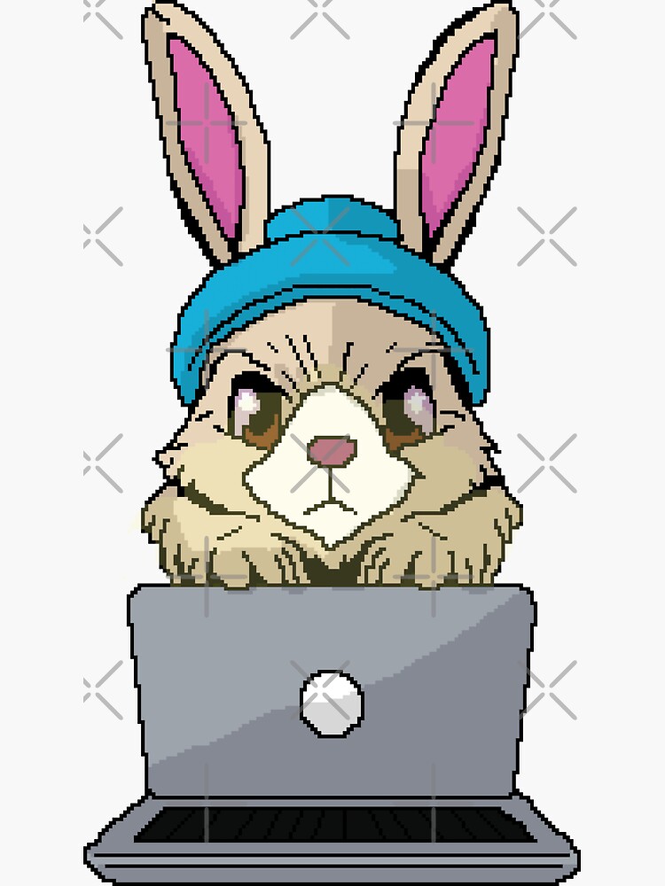 Thumbnail 3 of 3, Sticker, Bugs in My Code, But Carrots in My Mode Pixel Art. designed and sold by PeckingPenguins.