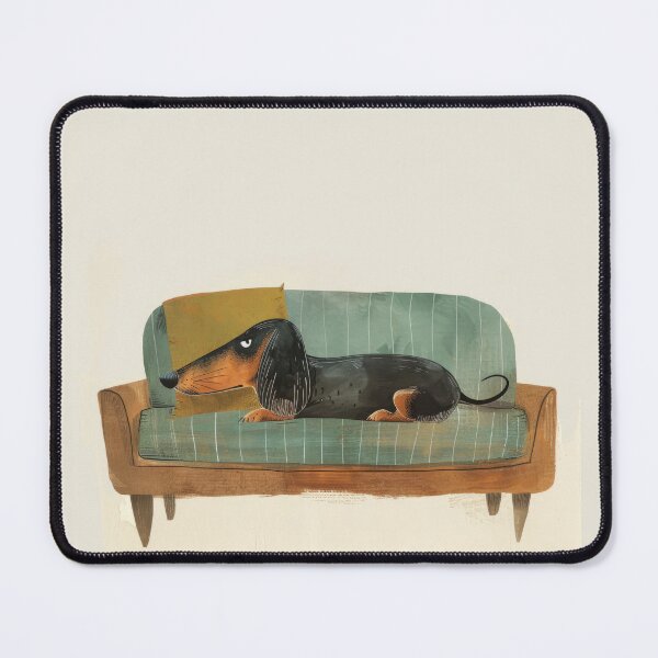 Item preview, Relaxed Dachshund on a Vintage Sofa Illustration designed and sold by Retrocranio.