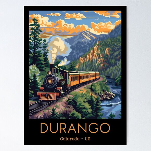Item preview, A Vintage Travel Illustration of the Durango and Silverton Narrow Gauge Railroad - Colorado - US designed and sold by GoodOldVintage.