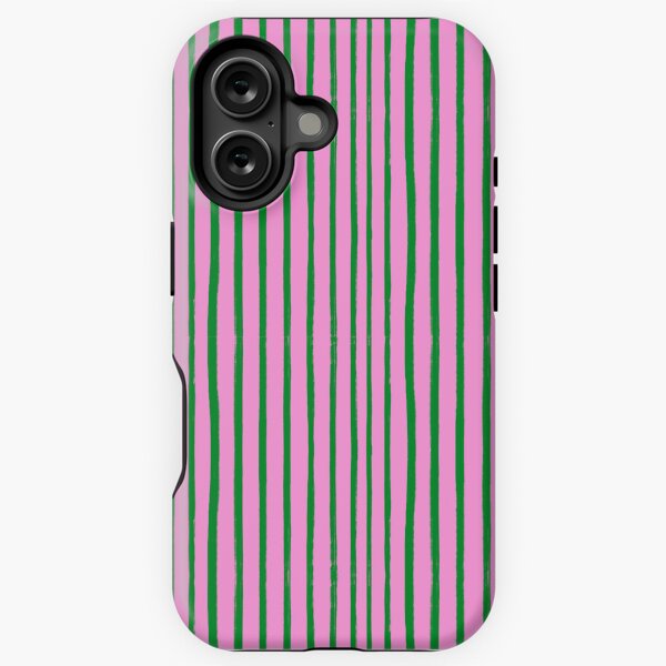 Vista previa del artículo con la obra «Patrón de rayas de trazo de pincel verde y rosa», diseñado y vendido por OneThreeSix.
