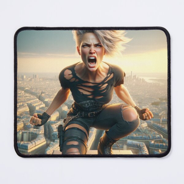 Item preview, Energetic young woman high above the city designed and sold by artnatago.