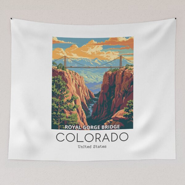 Item preview, A Vintage Travel Illustration of the Royal Gorge Bridge - Colorado - US designed and sold by GoodOldVintage.