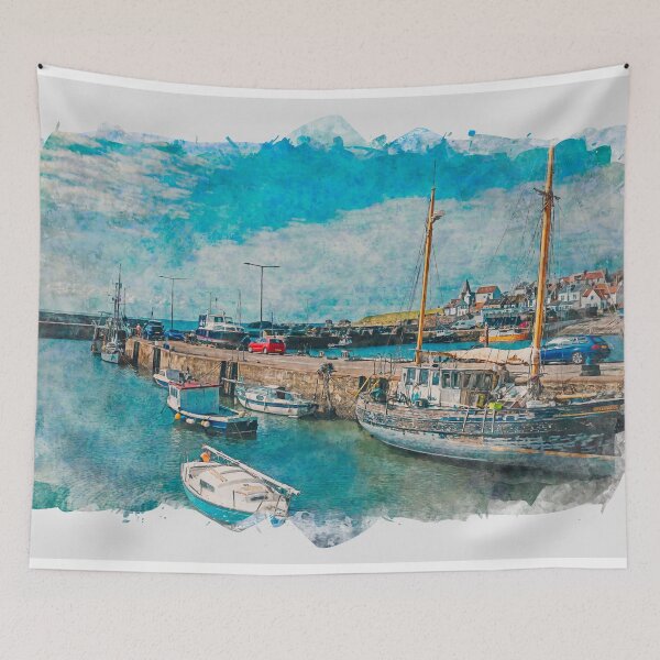 Item preview, St Monans Harbour East Neuk Of Fife Scotland Watercolour Effect designed and sold by GG WALL ART.