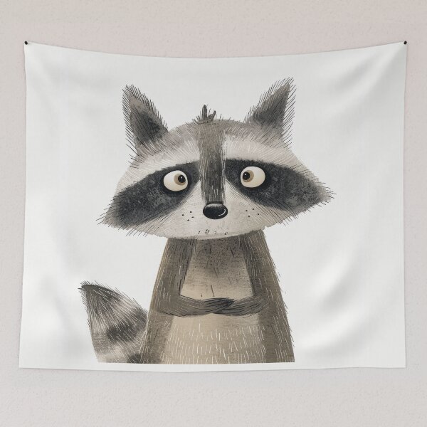 Item preview, Curious Raccoon Portrait Illustration with Expressive Eyes designed and sold by Retrocranio.