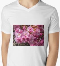 Bright pink spring cherry blossom flowers Men's V-Neck T-Shirt