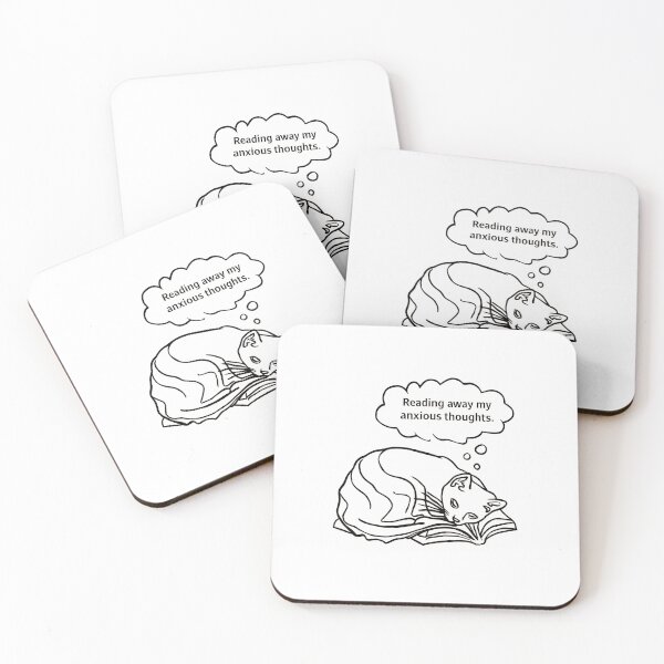 Item preview, Cozy Cat Reading Away Anxiety - Minimalist Line Art designed and sold by Itsheartshop.